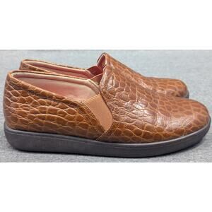TROTTERS Womens Shoes - Brown, Slip Ons, Casual, Faux Animal, Leather, Size 7WW